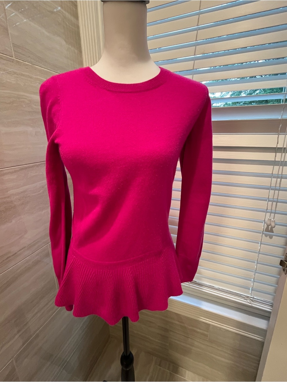 Lilly Pulitzer Bright Pink Peplum Crewneck Sweater
